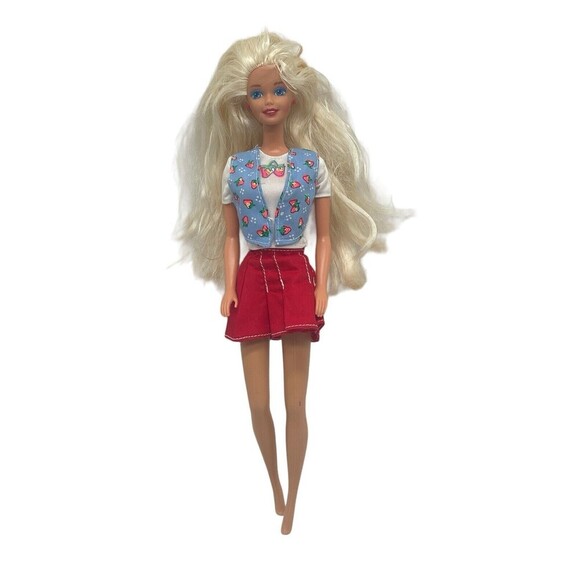 1994 Shoppin' Fun Barbie Doll w/ Pleated Red Skirt, Strawberry Shirt Vintage 11” - Picture 10 of 13